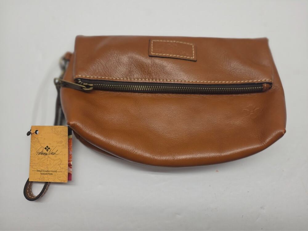Patricia Nash Signature "Valerie" Leather Fold-Over Wristlet Clutch - Cognac Tan